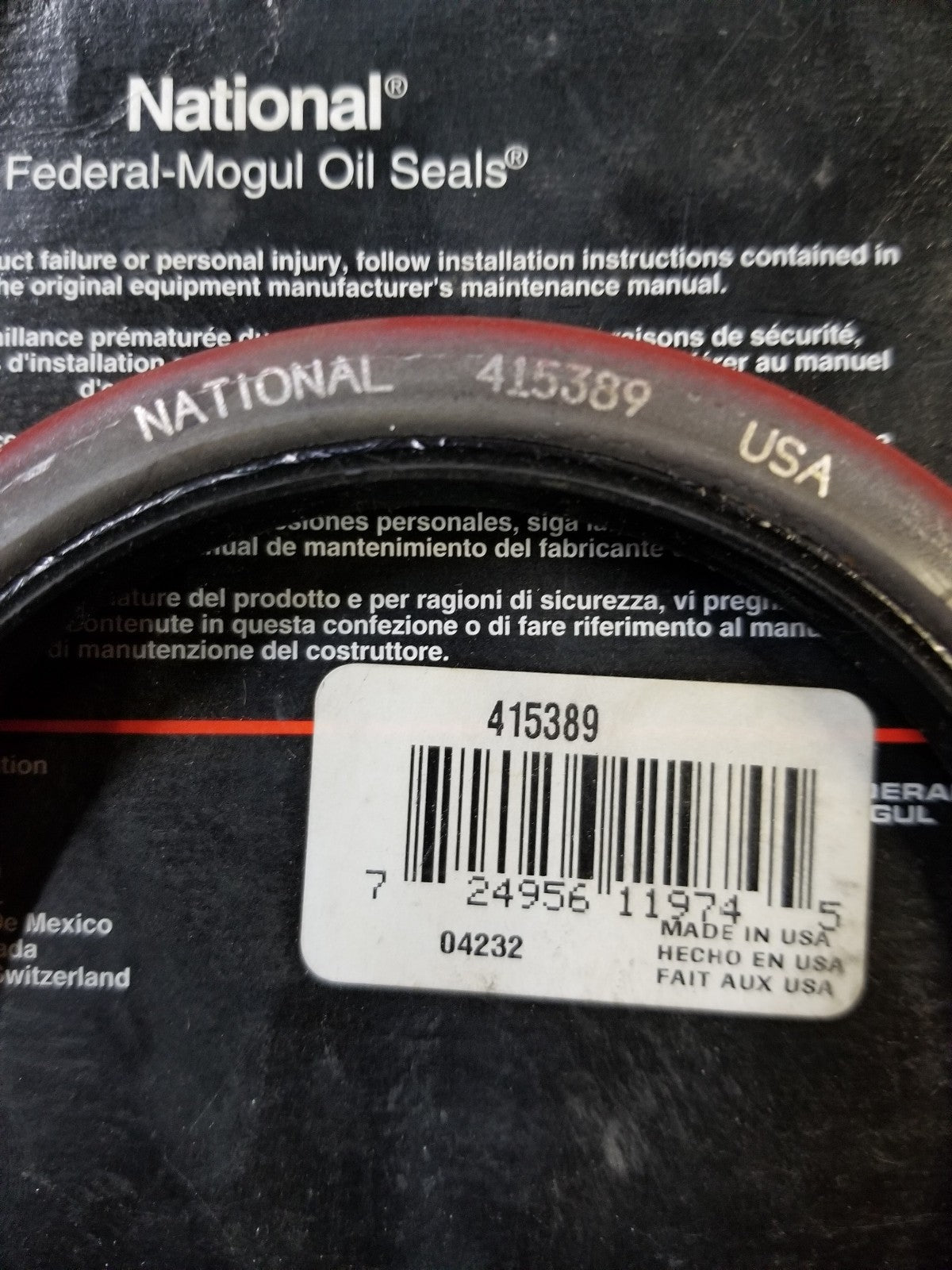 415389 FEDERAL SEAL 3.625 in Shaft Dia., 4.504 in OD, 0.469 in Overall Width