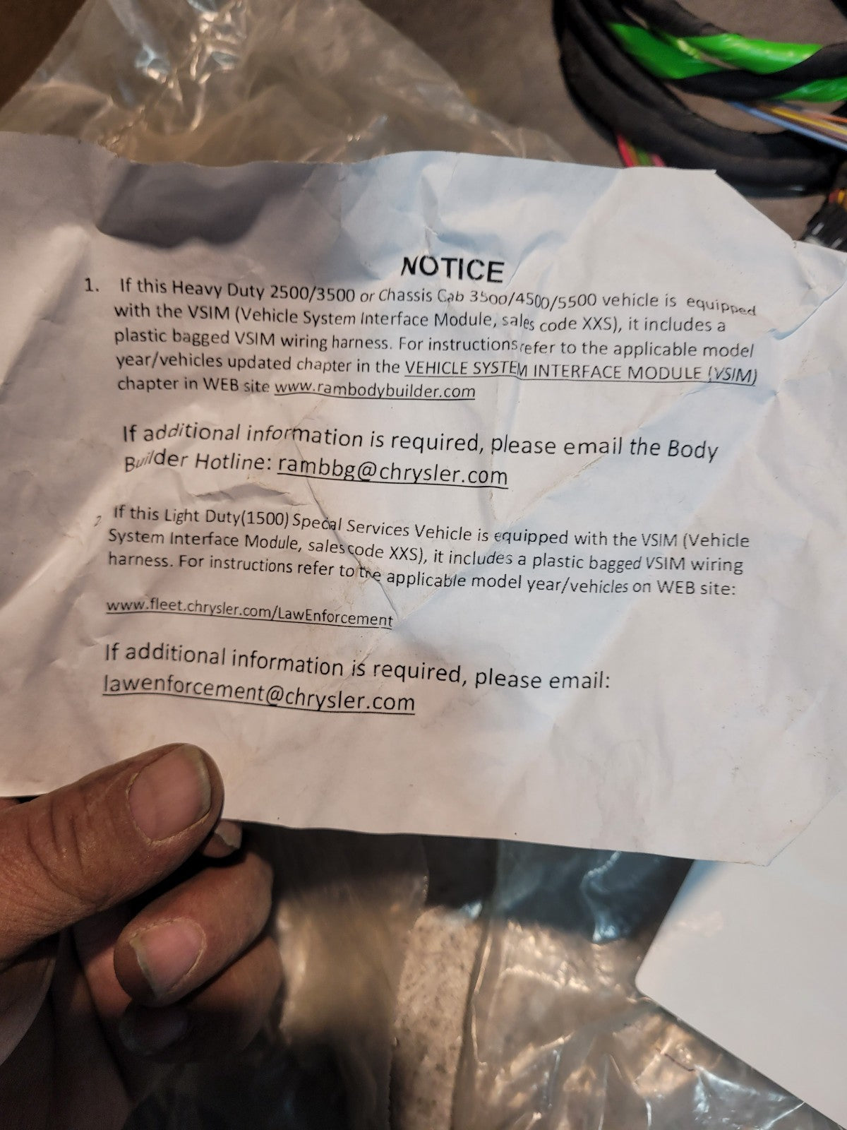 2013 - 2024 Ram 1500-3500 68319578AA VSIM Jumper Wiring (MISSING ORANGE HARNESS)