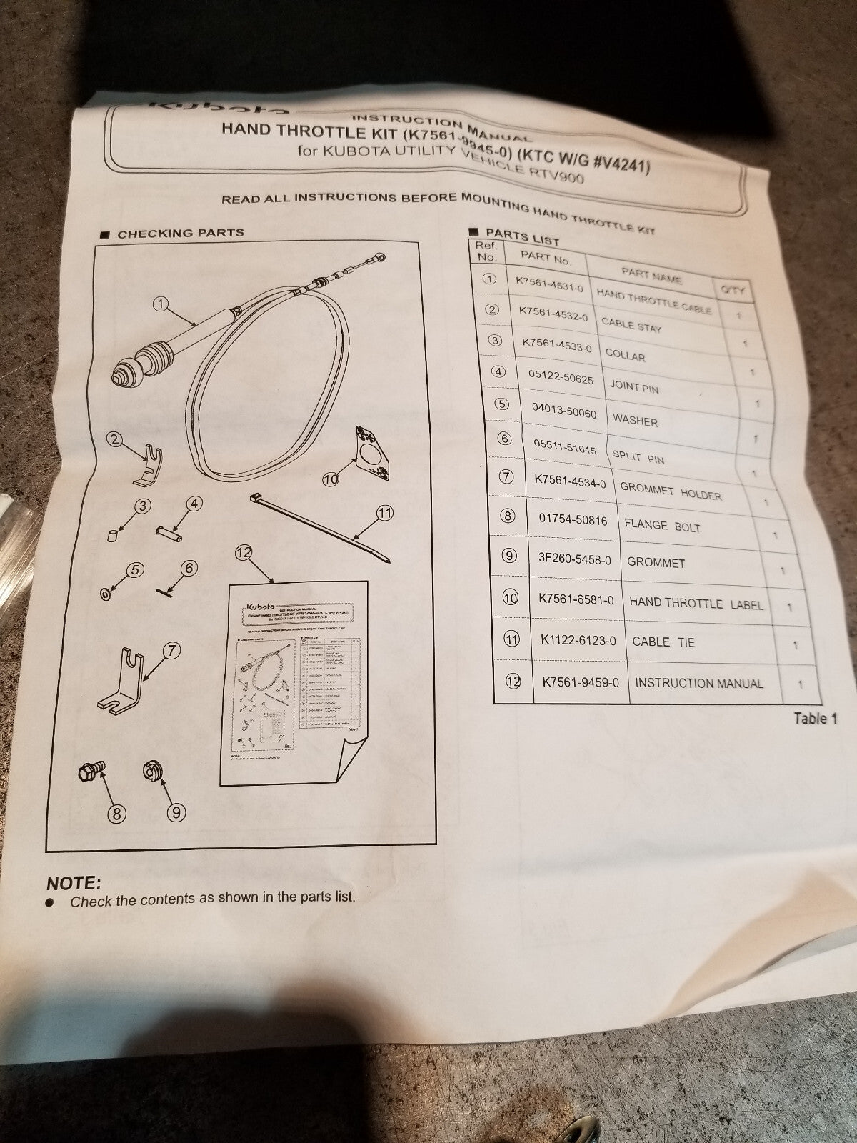 Kubota RTV900 Hand Throttle Kit