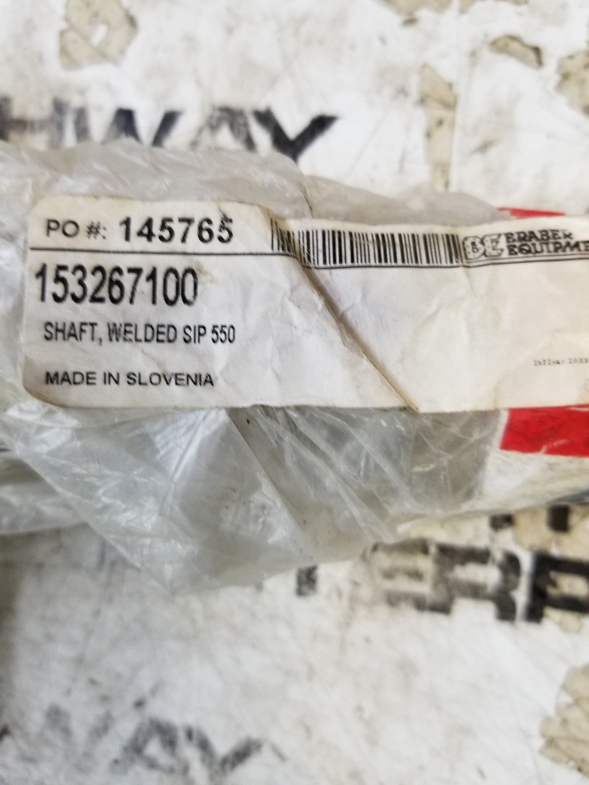 153267100 SHAFT BRABER EQUIPMENT