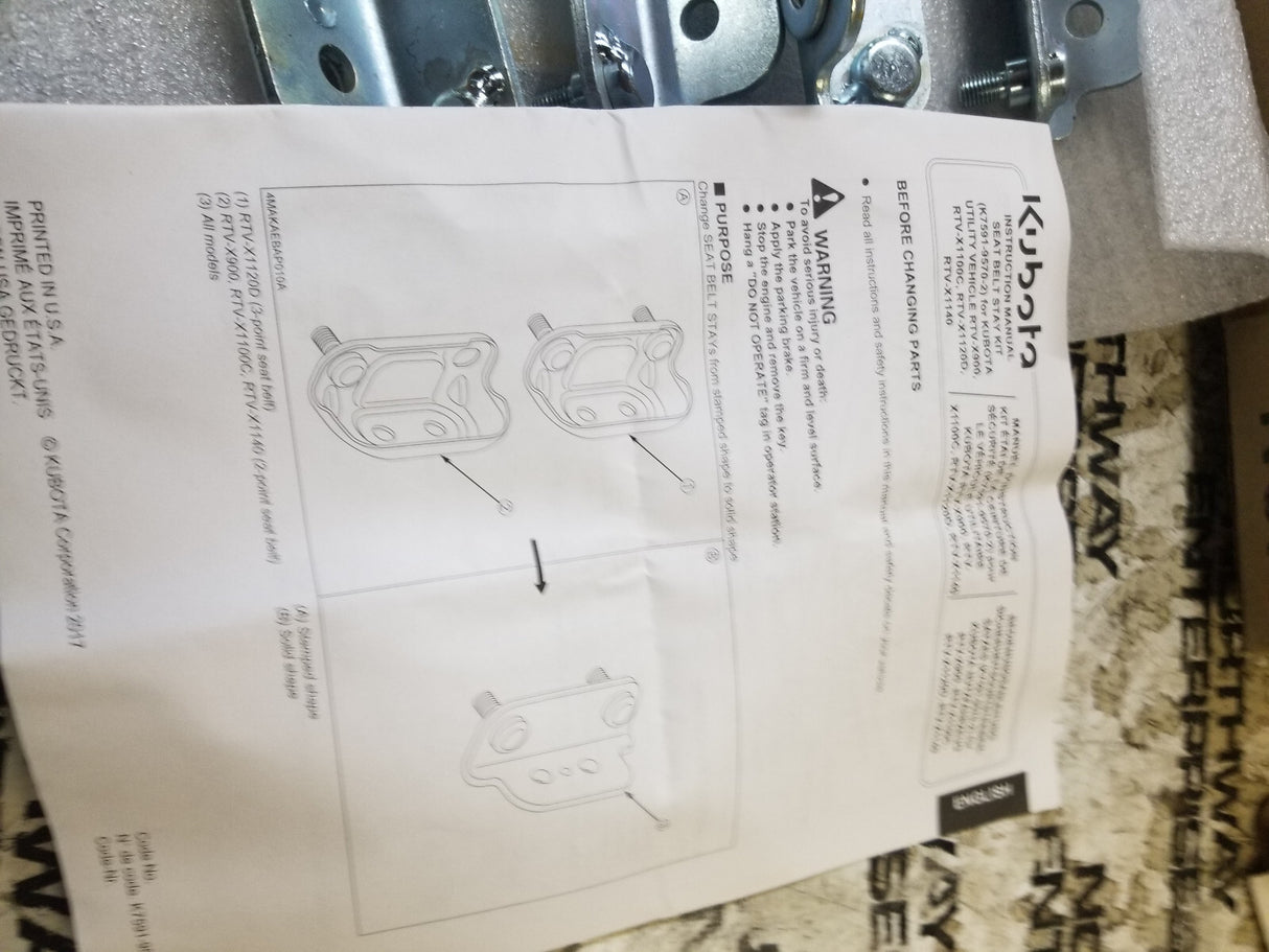 K7591-95700 KUBOTA KIT STAY SEAT BELT K759195700