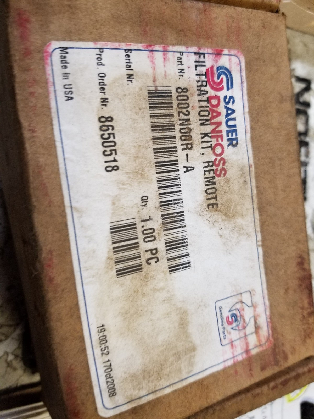 Danfoss 8002N00RA REMOTE FILTRATION KIT, 8002N00R-A 350769A