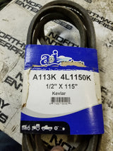 4L1150K, A113K, 1/2 X 115" Lawn And Industrial V-Belt Made With Aramid