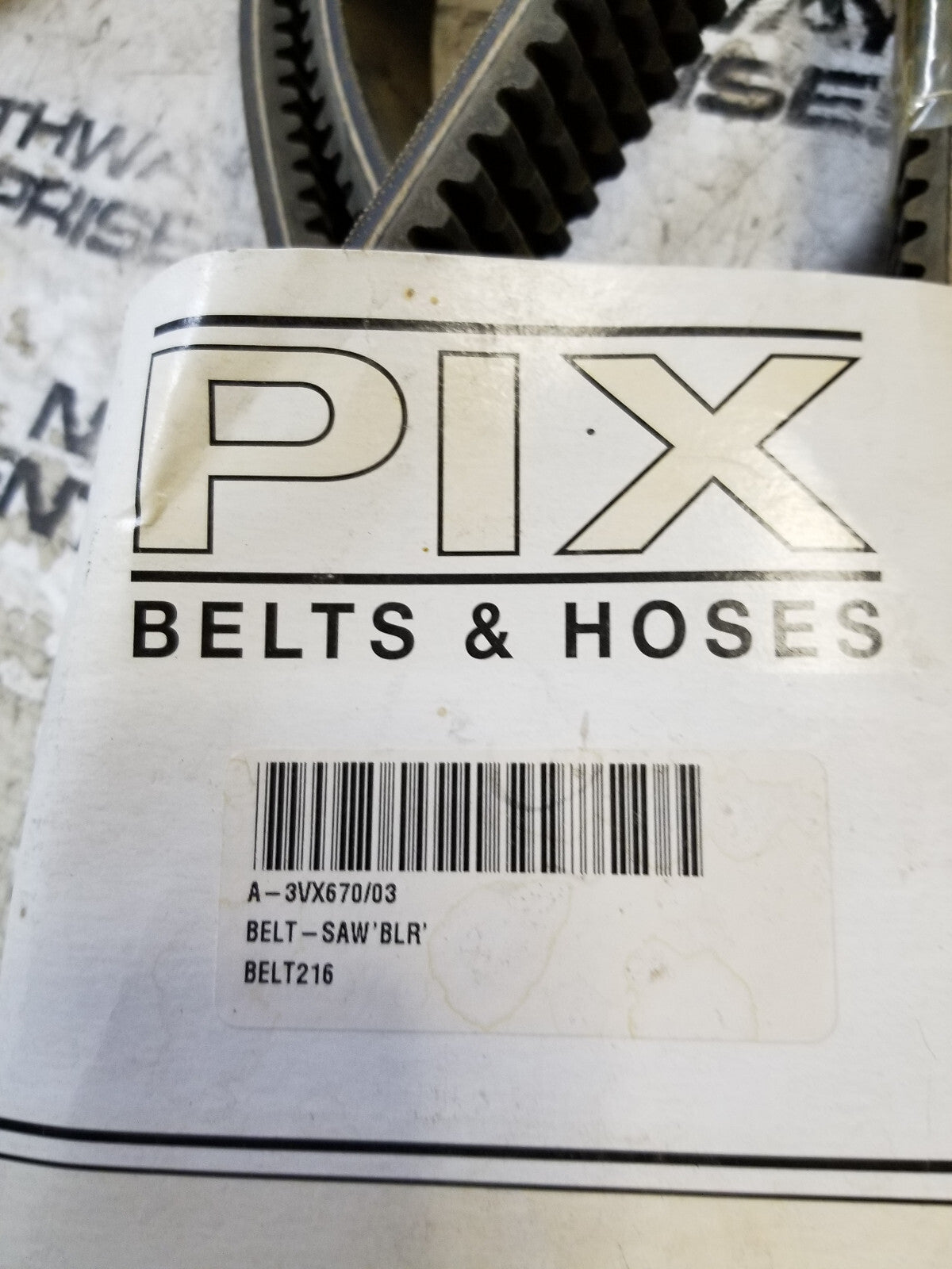 A-3VX670/03 12H3VX670 V- Belt, 3VX Cogged, 3/8 x 67in OC, 12 Band