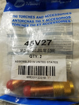 45V27 MILLER 1/8 inch collet body (gas lens) Use with WP-17, WP-18, WP-26