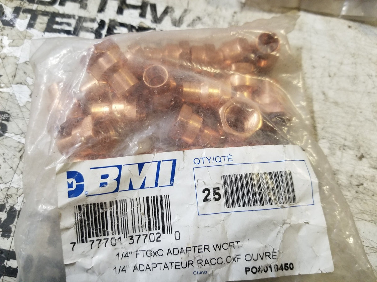 1 BAG OF 25PC 1/4" FTGxC COPPER ADAPTER 9024100 777701377020 0101198