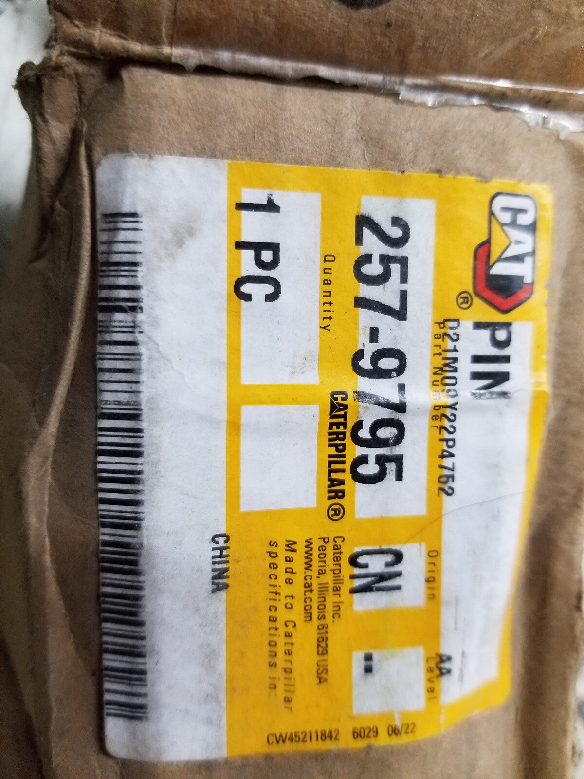 257-9795 CATERPILLAR 44.22mm Outside Diameter Linkage Pin 2579795