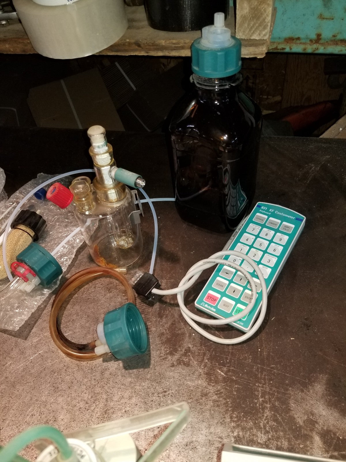 831 KF COULOMETER METROHM  Keypad 703 Ti Stand W/ MISC PARTS
