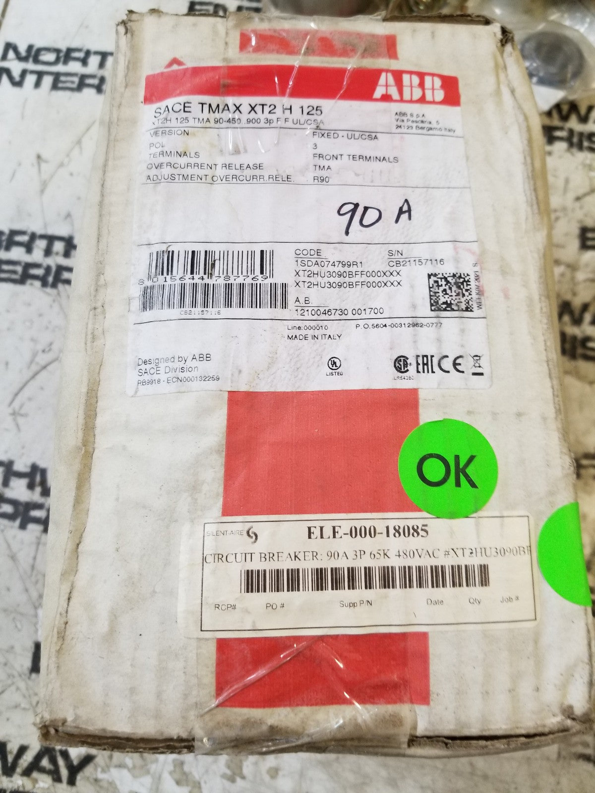 ABB SACE TMAX XT2H 125 1SDA0747991R 90A CIRCUIT BREAKER 	8015644794767