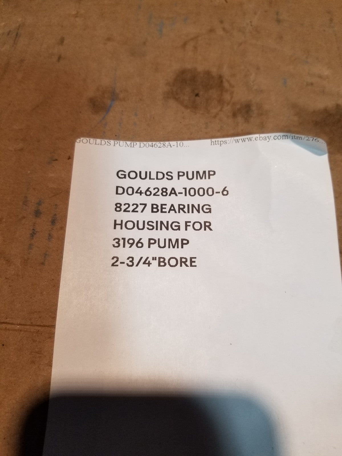 GOULDS PUMP D04628A-1000-68227 BEARING HOUSING 3196 PUMP 2-3/4"BORE D04628A-1000