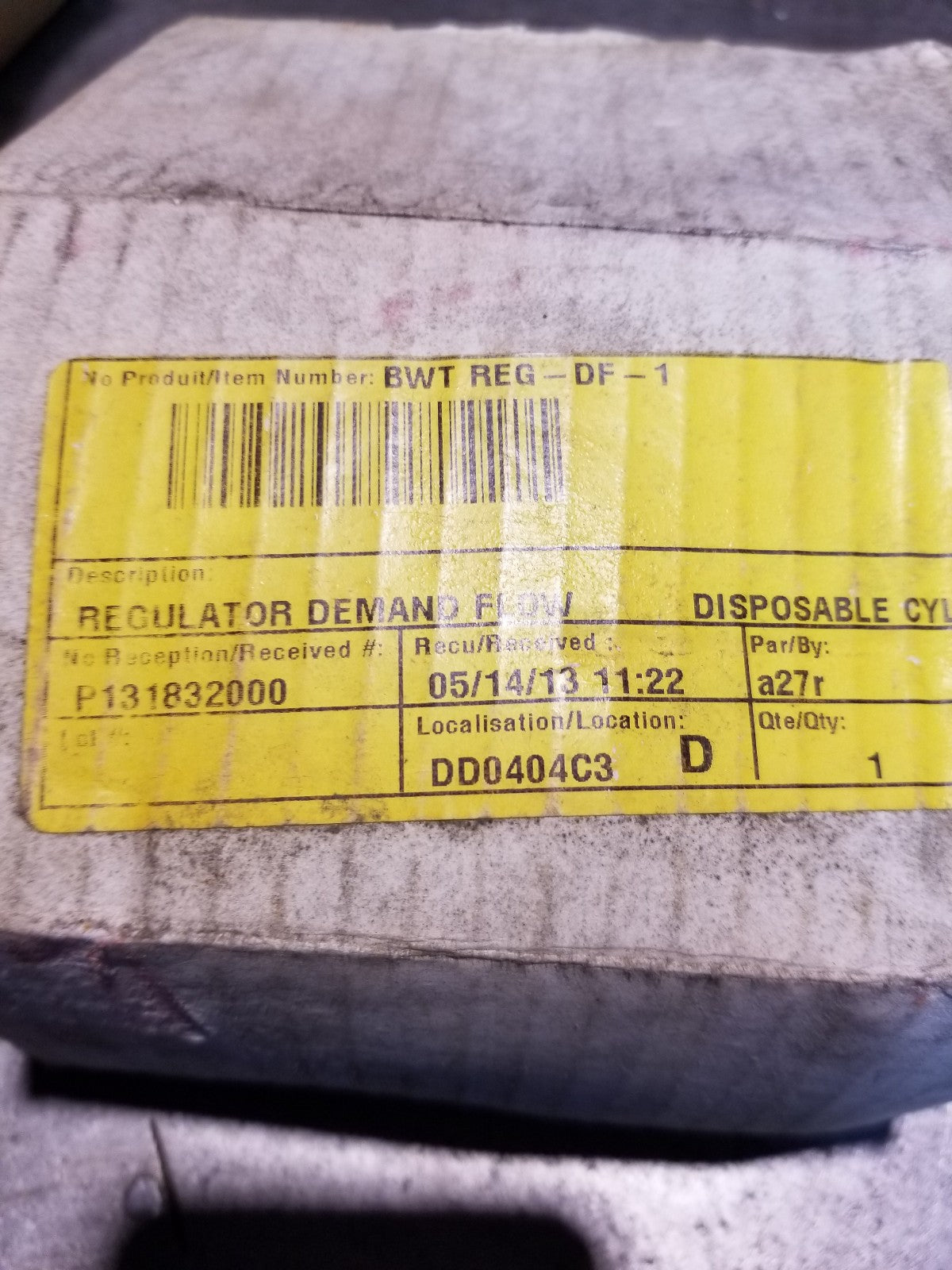 BWT REG-DF-1  BW Technologies REG-DF-1 Demand Flow Regulator, for Disposable Cyl