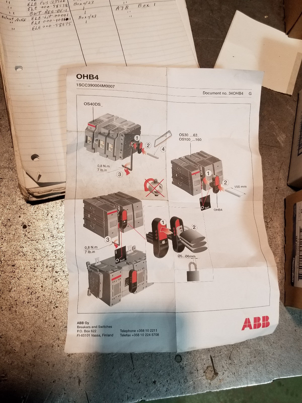 ABB OHB4 Knob Handle, For Use With OS16 - 40 Series Switches, Black