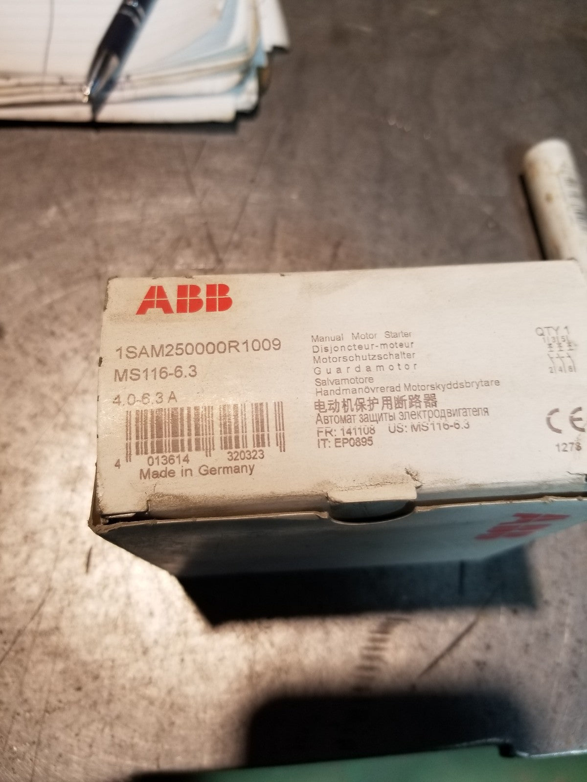 1PC - ABB Manual Motor Starter MS116-6.3 4-6.3 AMPS 1SAM250000R1009