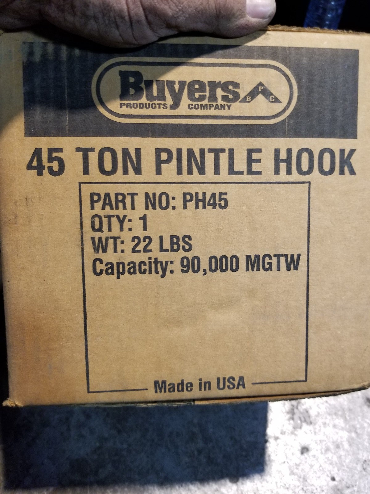 BUYERS PRODUCTS PH45 Pintle Hook,Iron,8.9 in 6ZAP3 45 tON