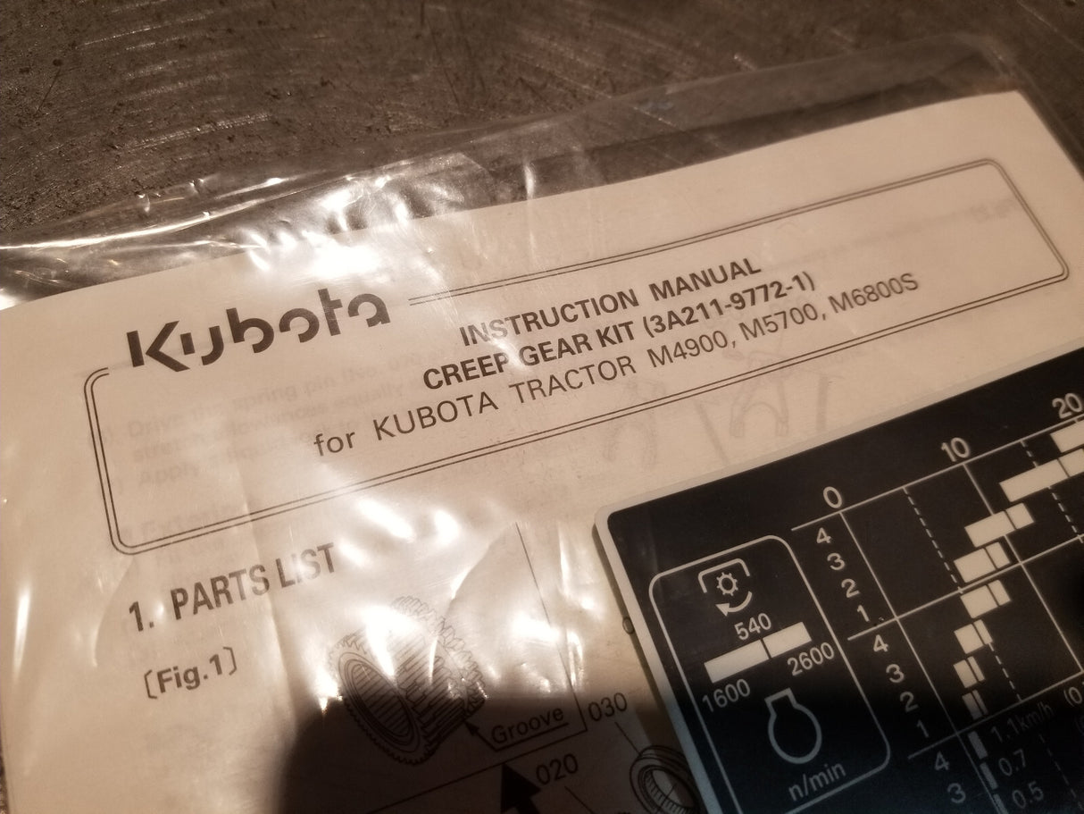 KUBOTA 3A211-9772-1 3A211-9772 CREEP KIT M9504 00252319 FOR M4900 M5700 M6800S