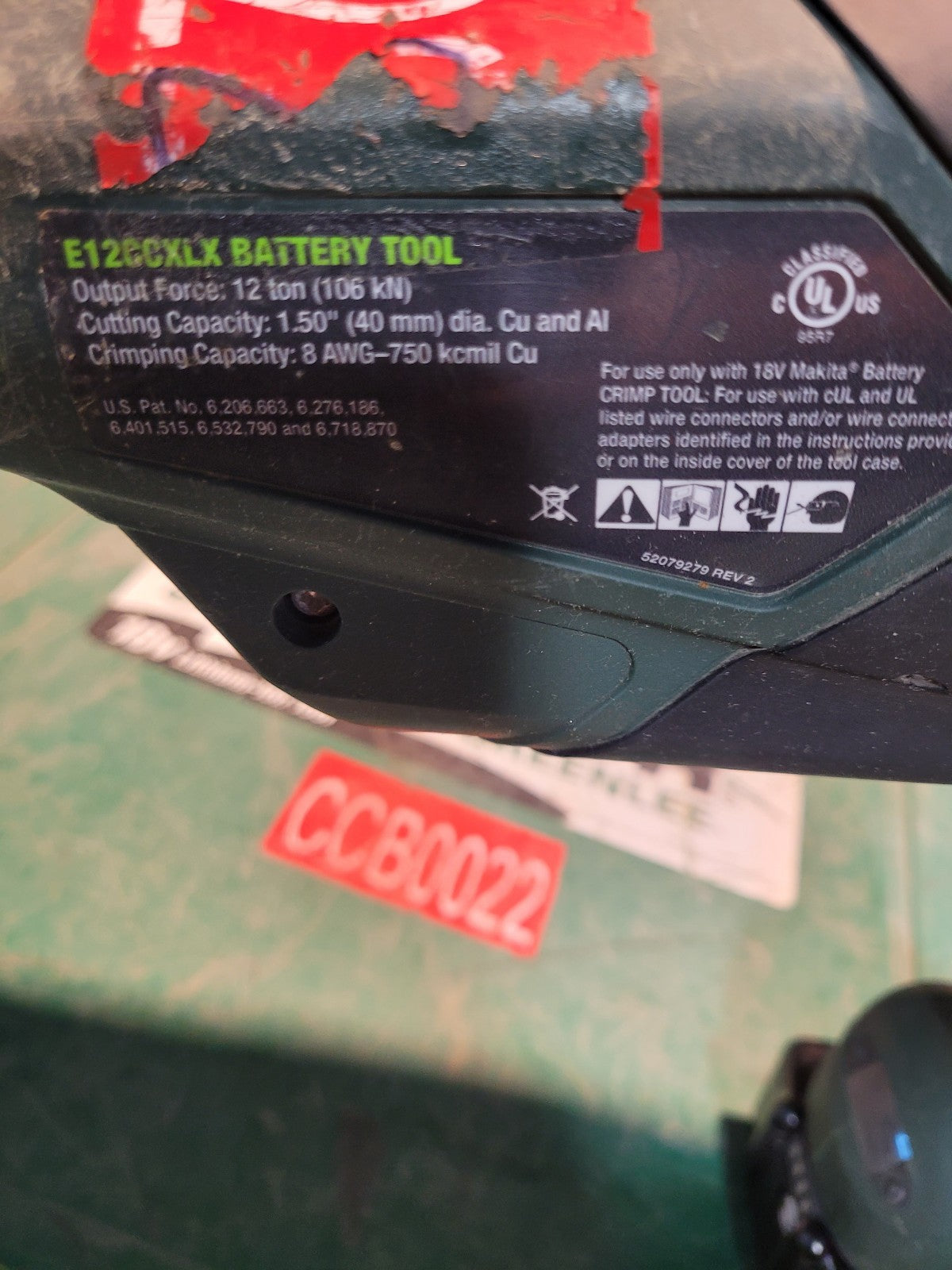 Greenlee Gator E12CCXLX, 12 Ton , 18V Lithium- Ion Crimping Tool