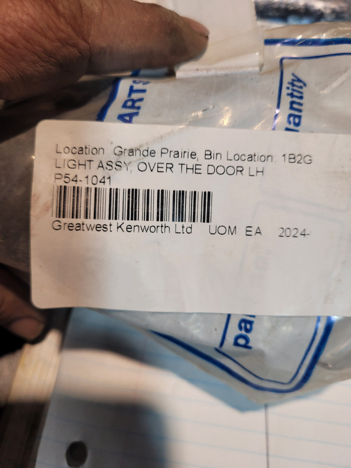 OEM PACCAR Interior Lamp, Over Door, LH P54-1041