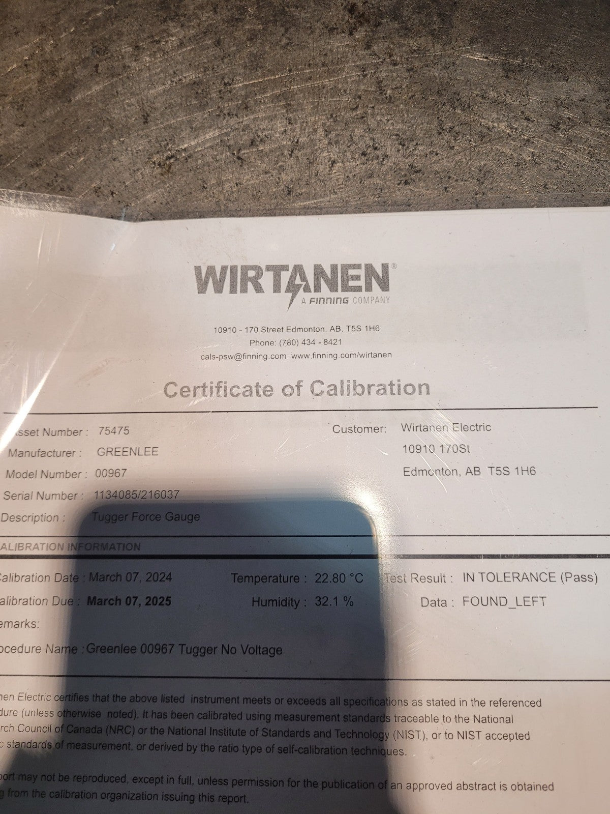 PACKAGE Greenlee 00967 TUGGER Cable Puller Deluxe Force Gauge