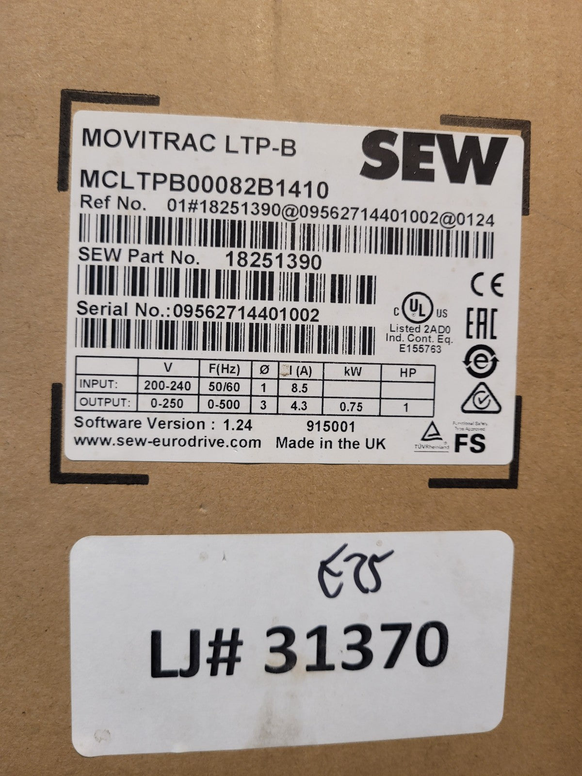 NEW 18251390 MCLTPB00082B1410 SEW VOLTAGE INVERTER