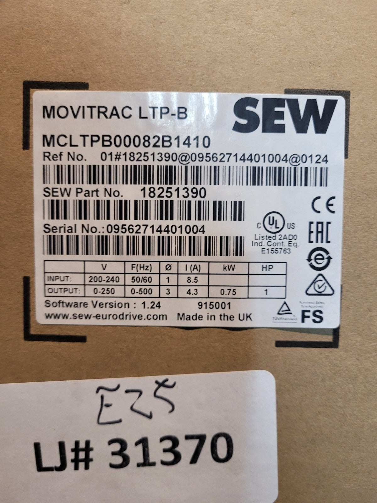 NEW 18251390 MCLTPB00082B1410 SEW VOLTAGE INVERTER