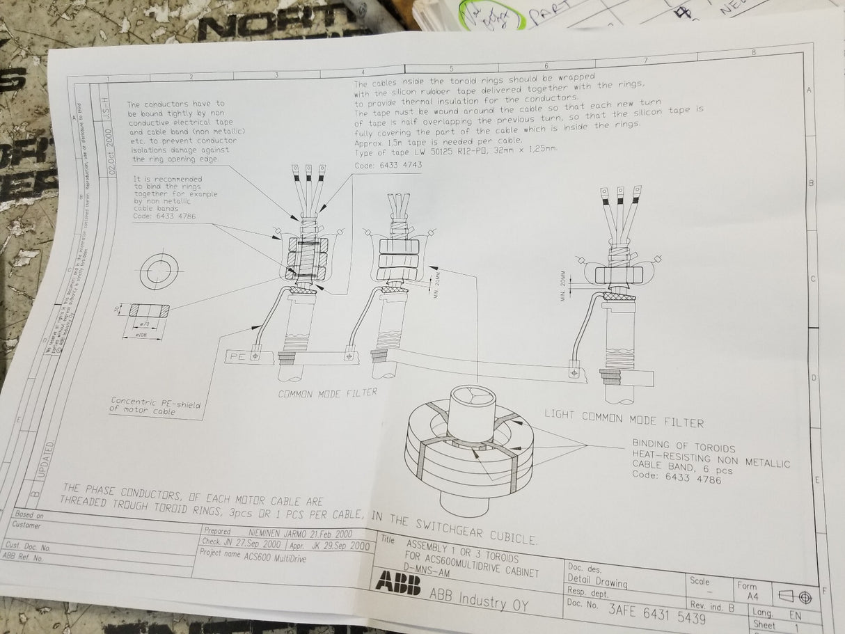 Box of 3 ABB BEARING CURRENT FILTER/ 64315811 (NEW IN BOX CUSTOMER PROVIDE LABEL