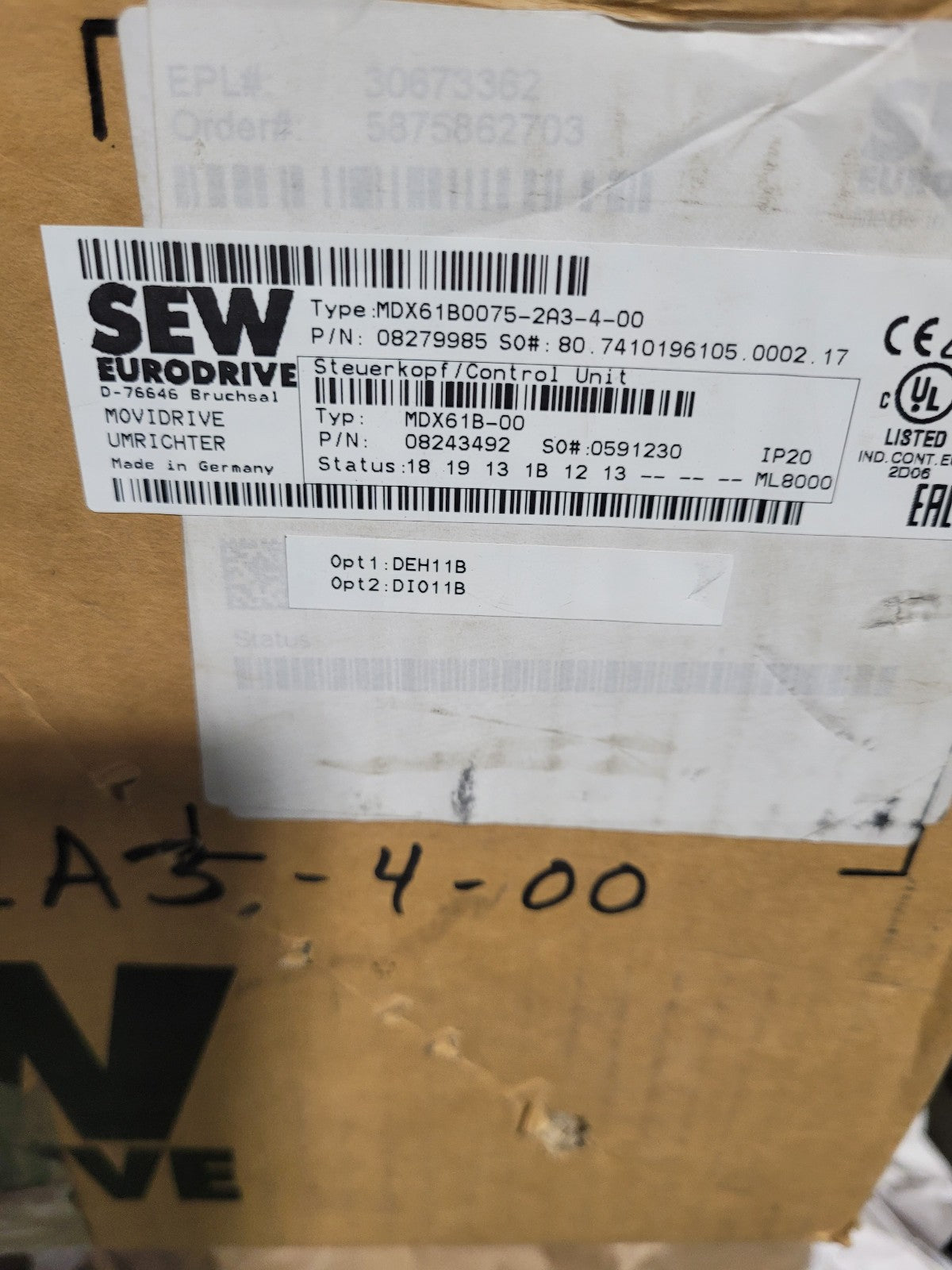 NEW MDX61B0075-2A3-4-00 MDX61B0075-2A3-4-00 08243492 SEW EURODRIVE 08279985