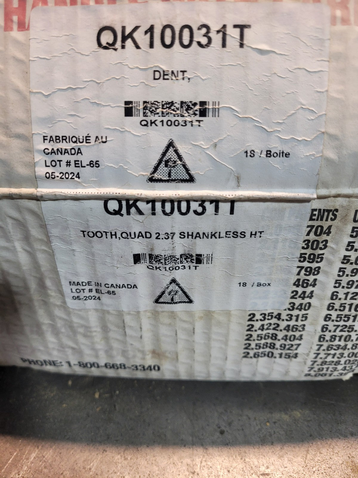 1 BOX OF 18PC - QK10031T SAW TOOTH QUAD SHANKLESS HT