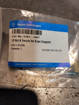 LOT OF 3 PC Agilent 5181-7481 Ferrule Set Brass Swagelok, 1/8" Nut