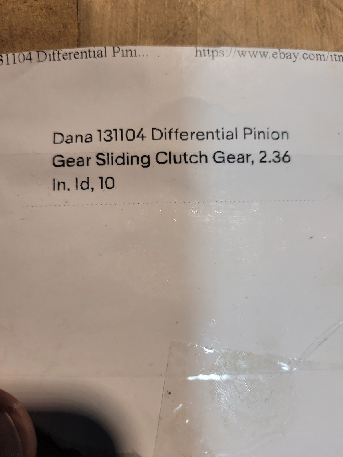 Dana 131104 Differential Pinion Gear Sliding Clutch Gear, 2.36 In. Id, 10