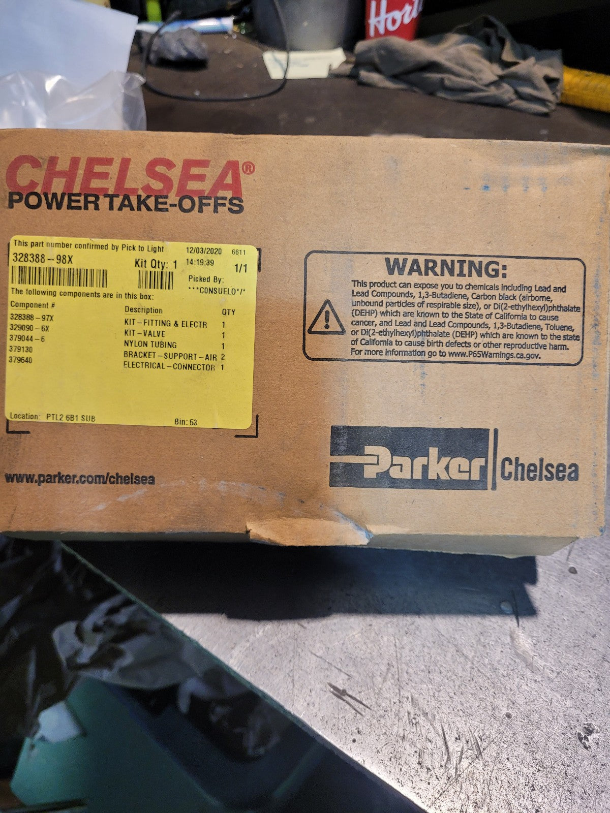 Chelsea 328388-98X Parker PTO Cab Control Air Shift Cylinder Installation Kit