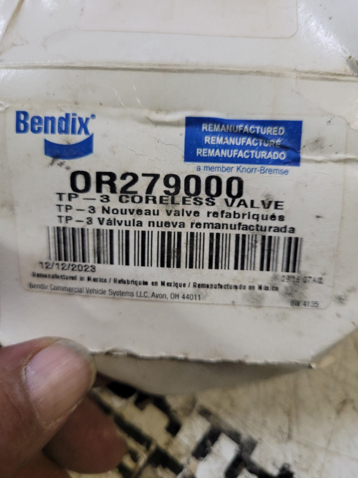 OR279000 BENDIX Air Brake Pressure Protection Valve 1/4" Emergency