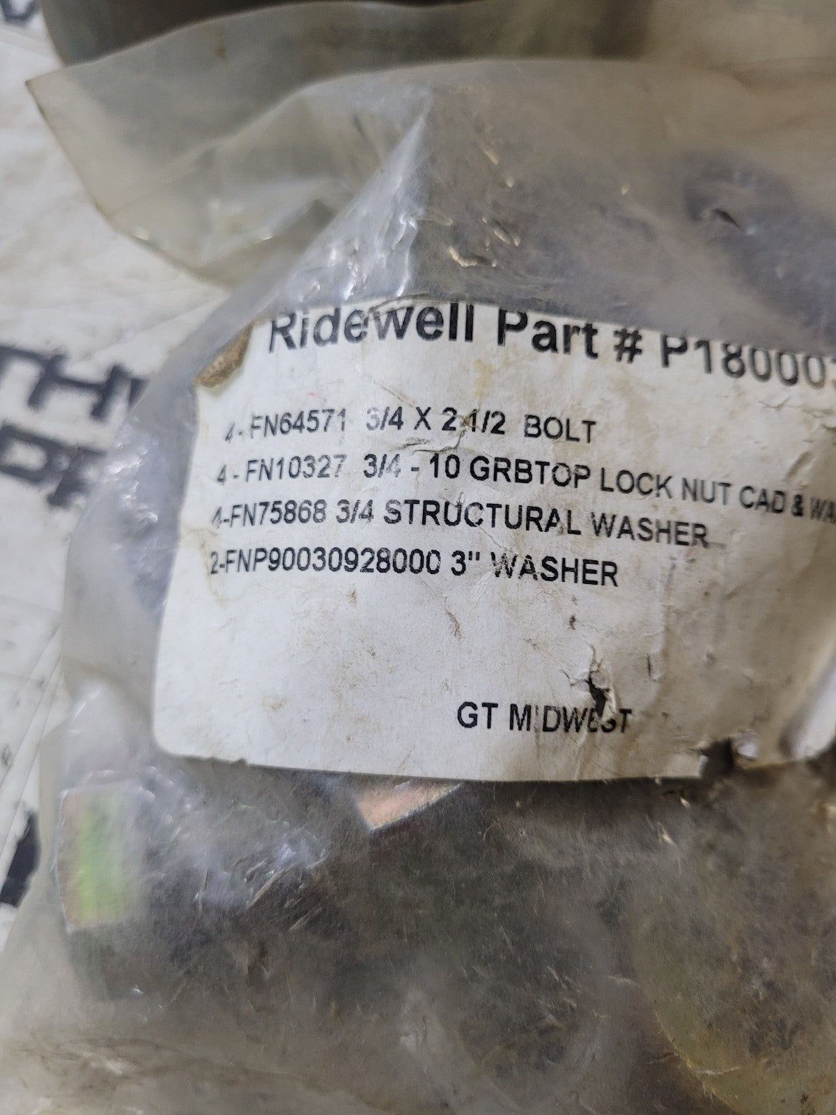 Ridewell 6040029 Bushing Kit REF10 BOLTS MISSING