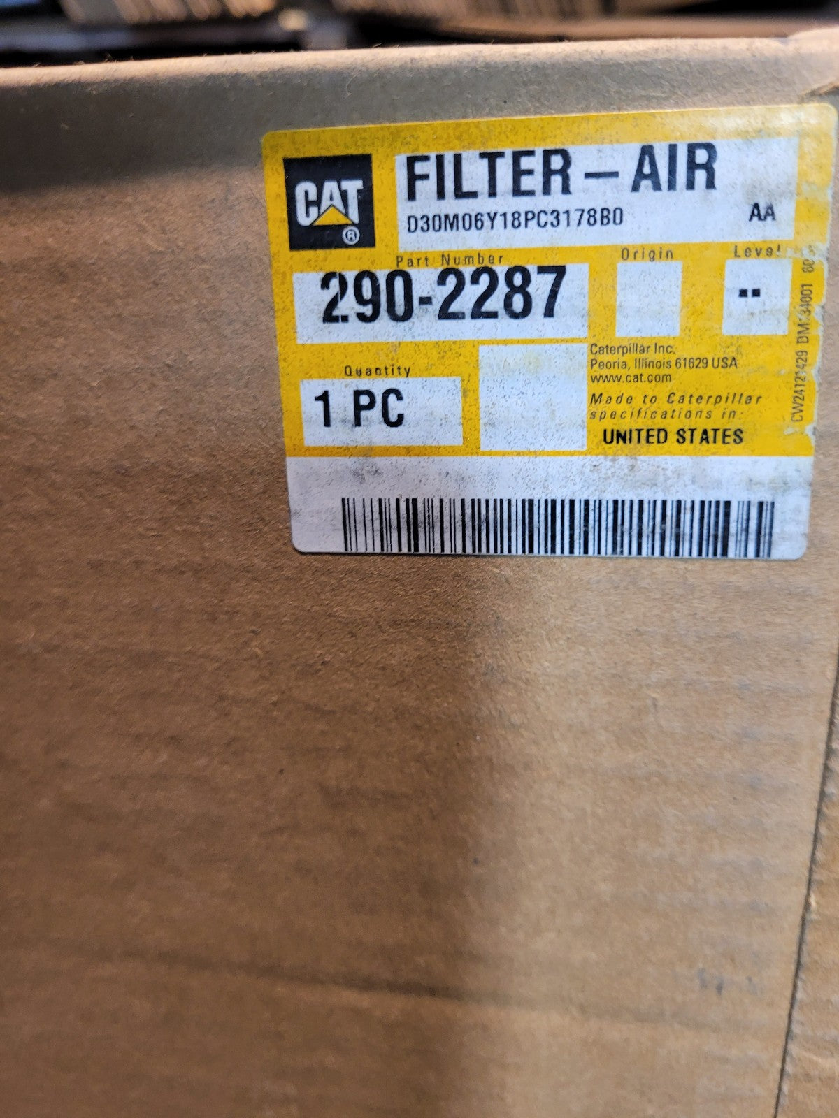 290-2287 CAT 2902287 GENUINE OEM CABIN AIR FILTER