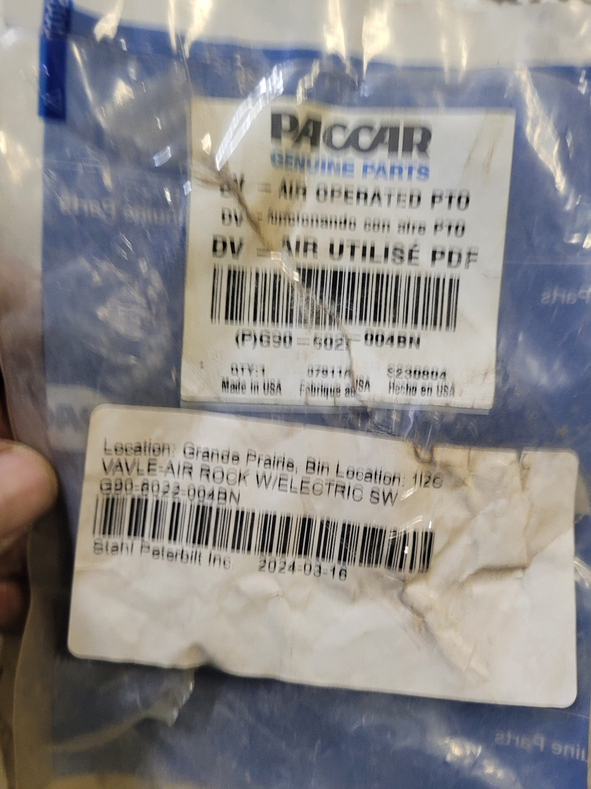 G90-6022-004BN New For Peterbilt Air Rocker Valve PTO Control Switch