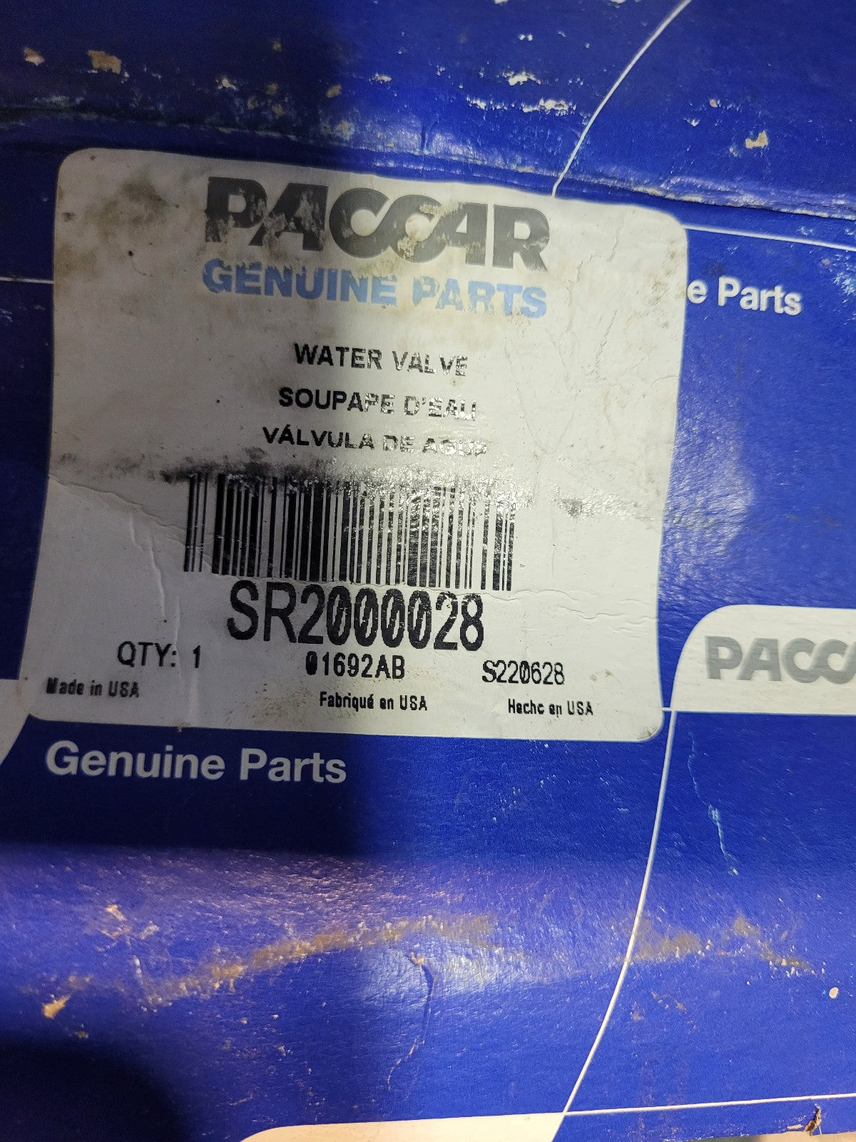 NEW PACCAR SR2000028 WATER VALVE