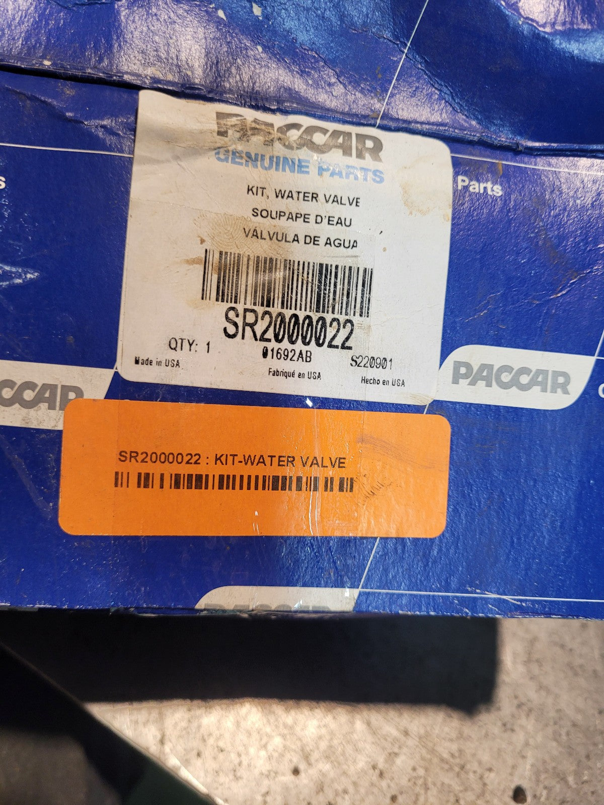 NEW PACCAR SR2000022 WATER VALVE