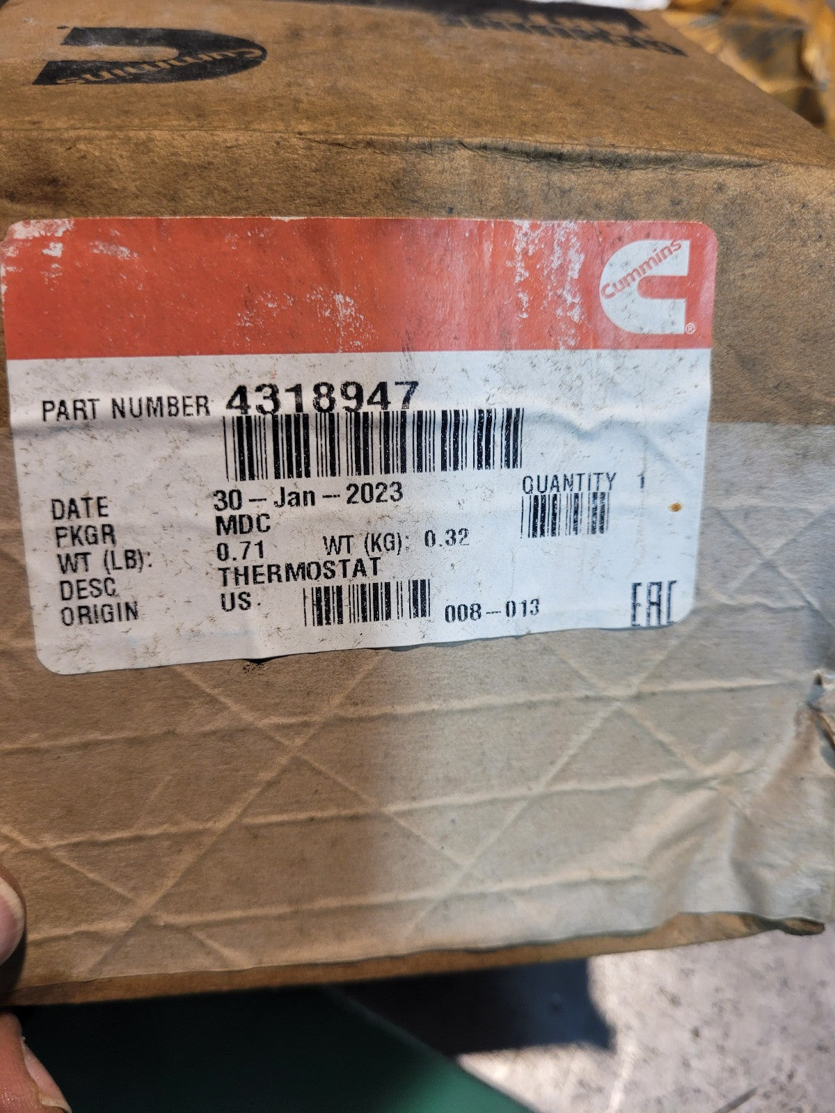 GENUINE OEM 4318947 Thermostat 180 For Cummins ISX Genuine Cummins NEW