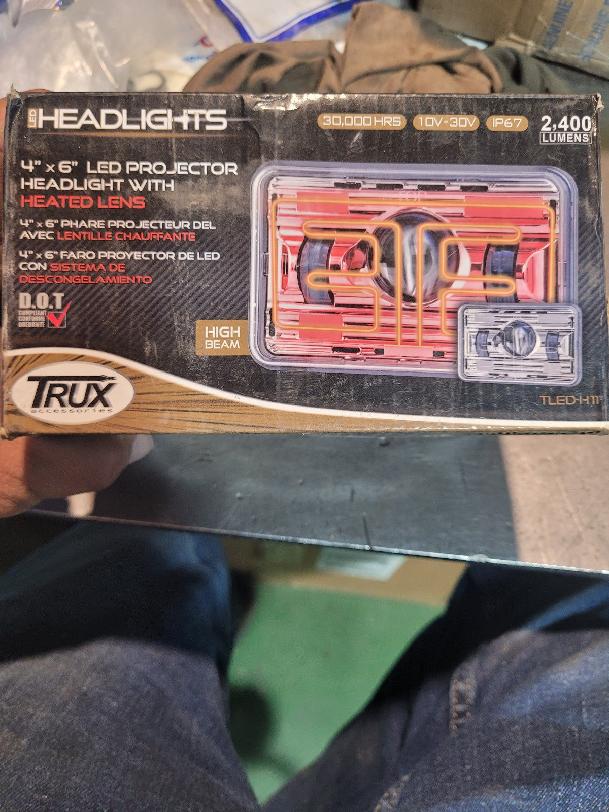 Trux Accessories TLED-H11 4" x 6" LED Projector Headlight - High Beam - Heated