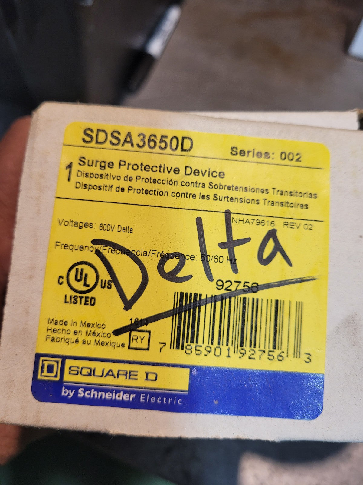 NEW Square D SDSA3650D Surge Protector 600V 3PH 3P SPD