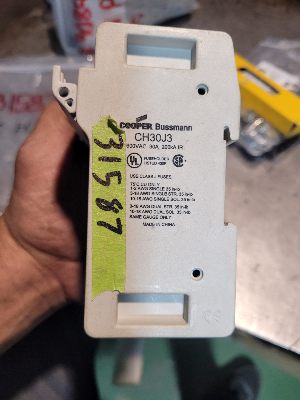 Cooper Bussmann Fuse Holder CH30J3 600VAC 30A Class J 3 Pole