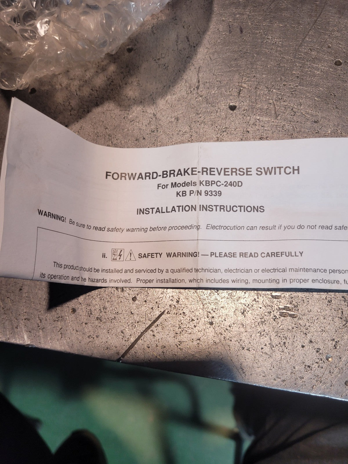 KBPC-240D FBR SWITCH 9339A Forward-Brake-Reverse Mechanical Switch Kit