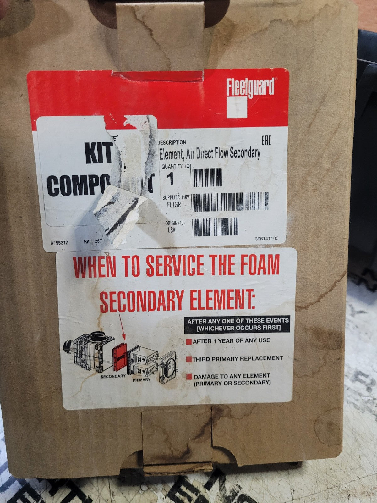 AF55312 FLEETGUARD SECONDARY AIR FILTER