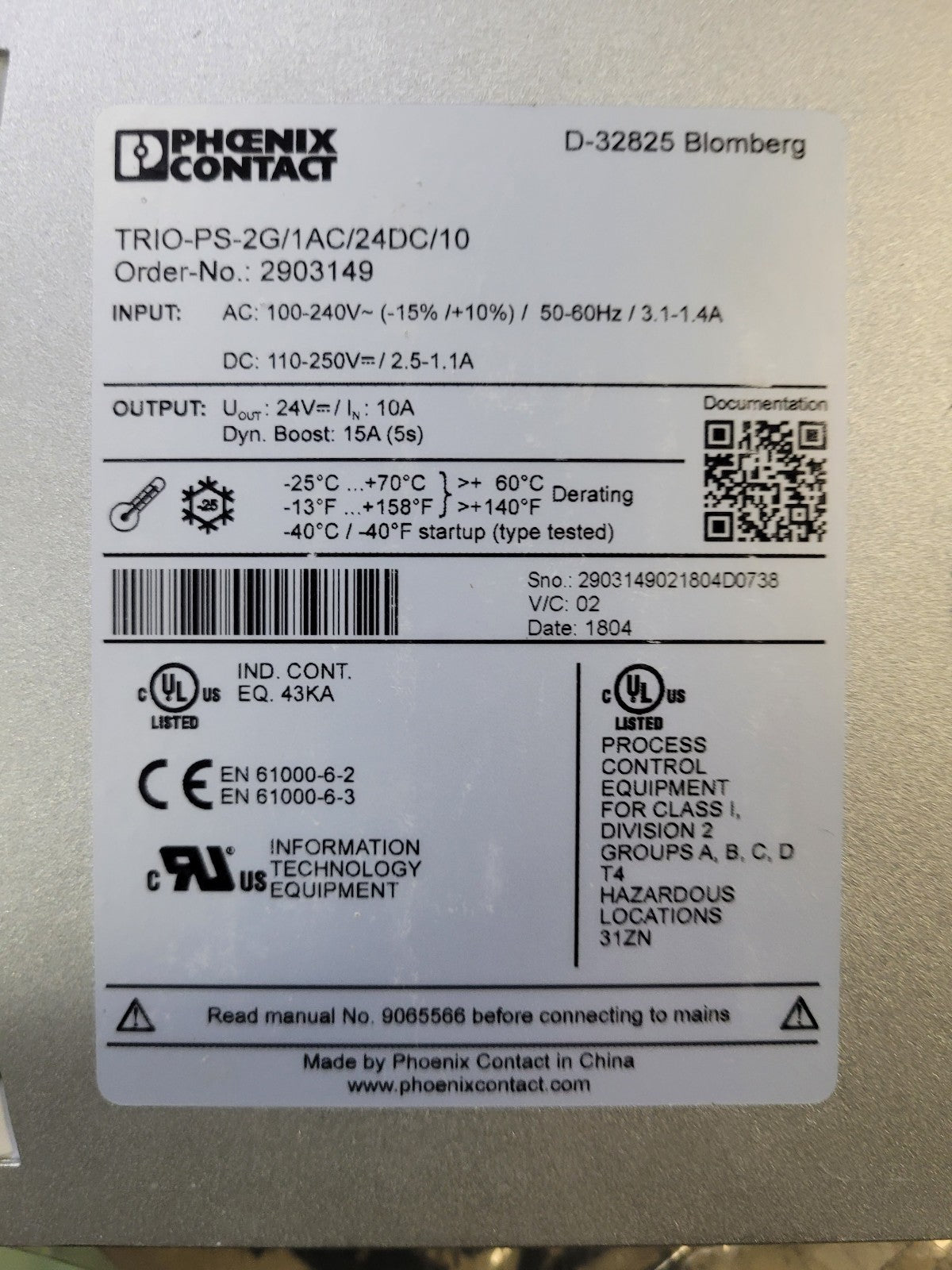 TRIO-PS-2G/1AC/24DC/10 - Power supply - 2903149 PHOENIX CONTACT POWER SUPPLY