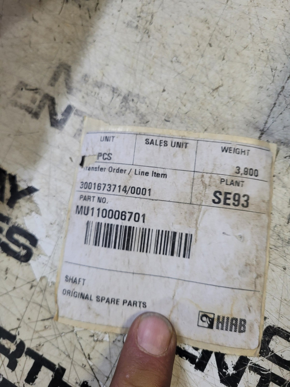 MU110006701 HIAB SHAFT 60MM X 177MM