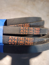 LOT OF 5  BELTS New A74 (4L760) GATES BELT 1/2 in Top Width, 1 Strand, 76 in OD