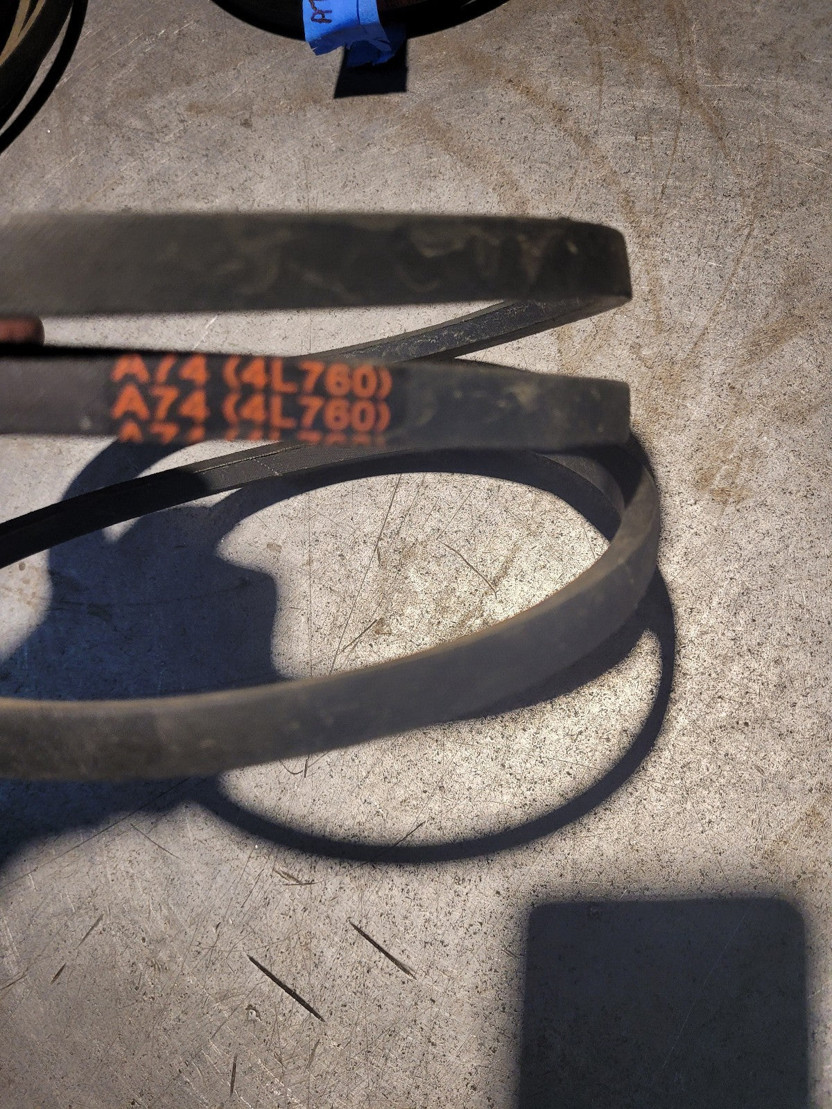 LOT OF 5  BELTS New A74 (4L760) GATES BELT 1/2 in Top Width, 1 Strand, 76 in OD
