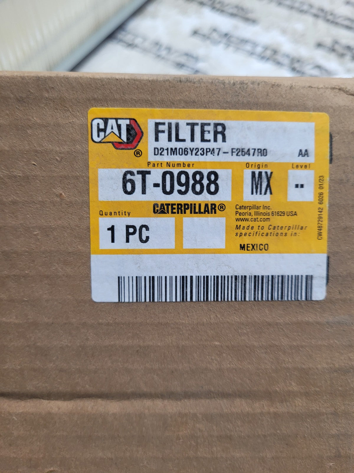 Genuine Cat 6T-0988 Caterpillar Air Filter In oem Box 6T0988