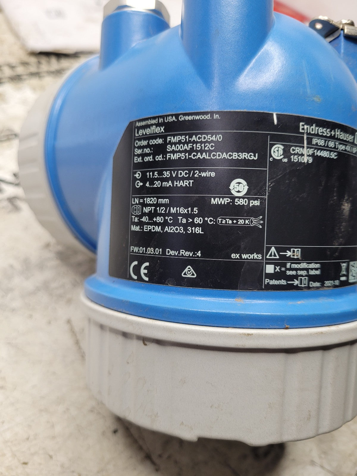 LEVELFLEX FMP51-ACD54/0 FMP51-CAALCDACB3RGJ Guided Wave Radar Level Transmitter