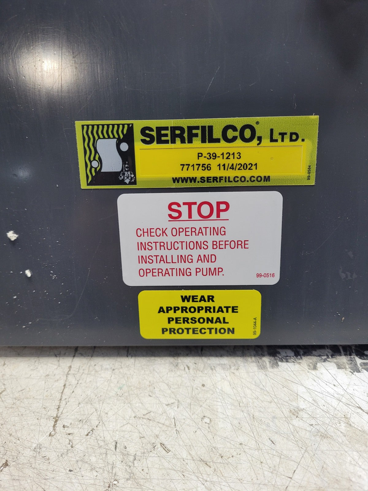 P-39-1213 SERFILCO  39-1213-HX Series 'EO 1' Vertical Pump END 1000322