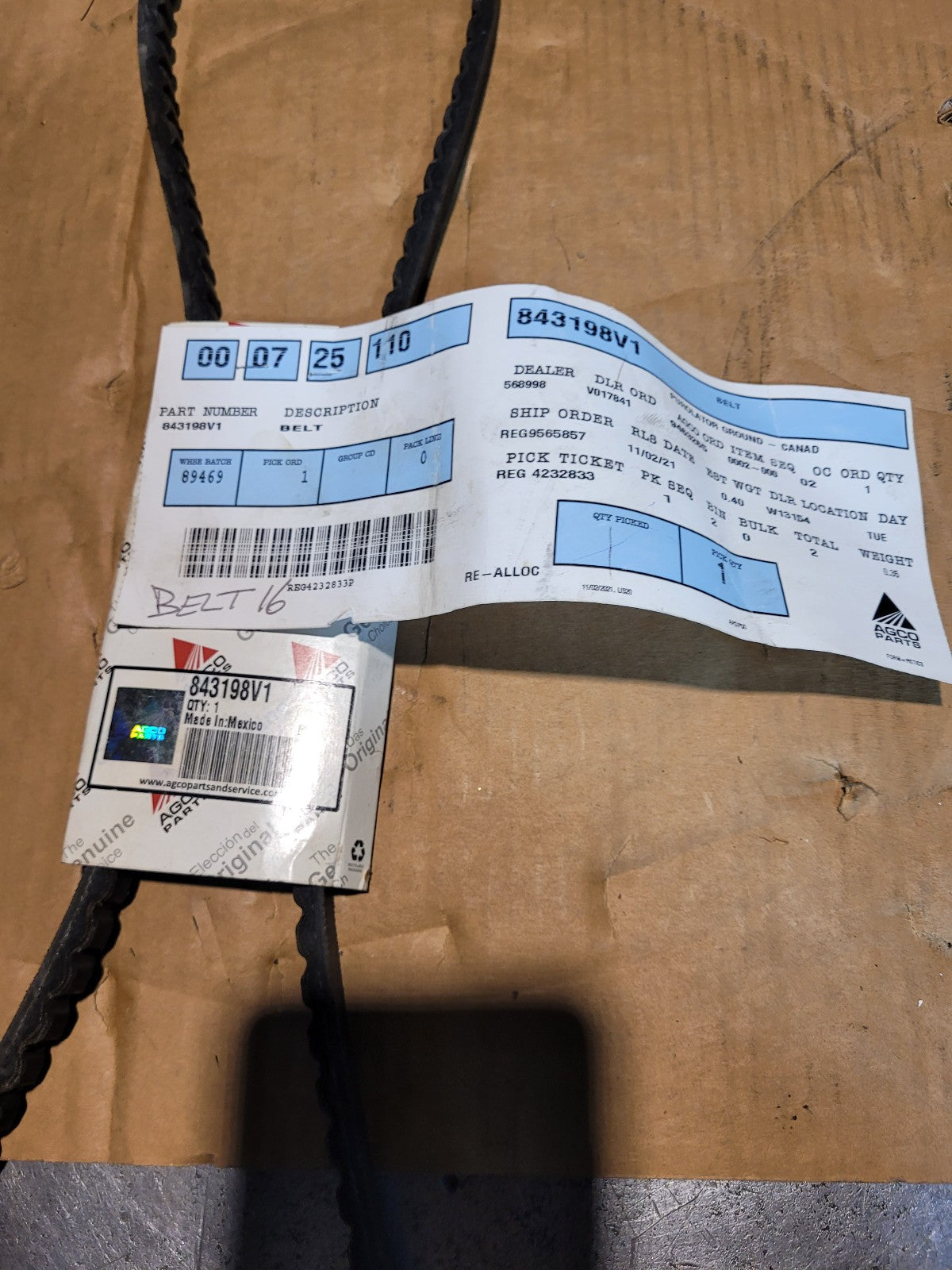 AGCO V-Belt, 13AV Section, 52.8" Long 843198V1